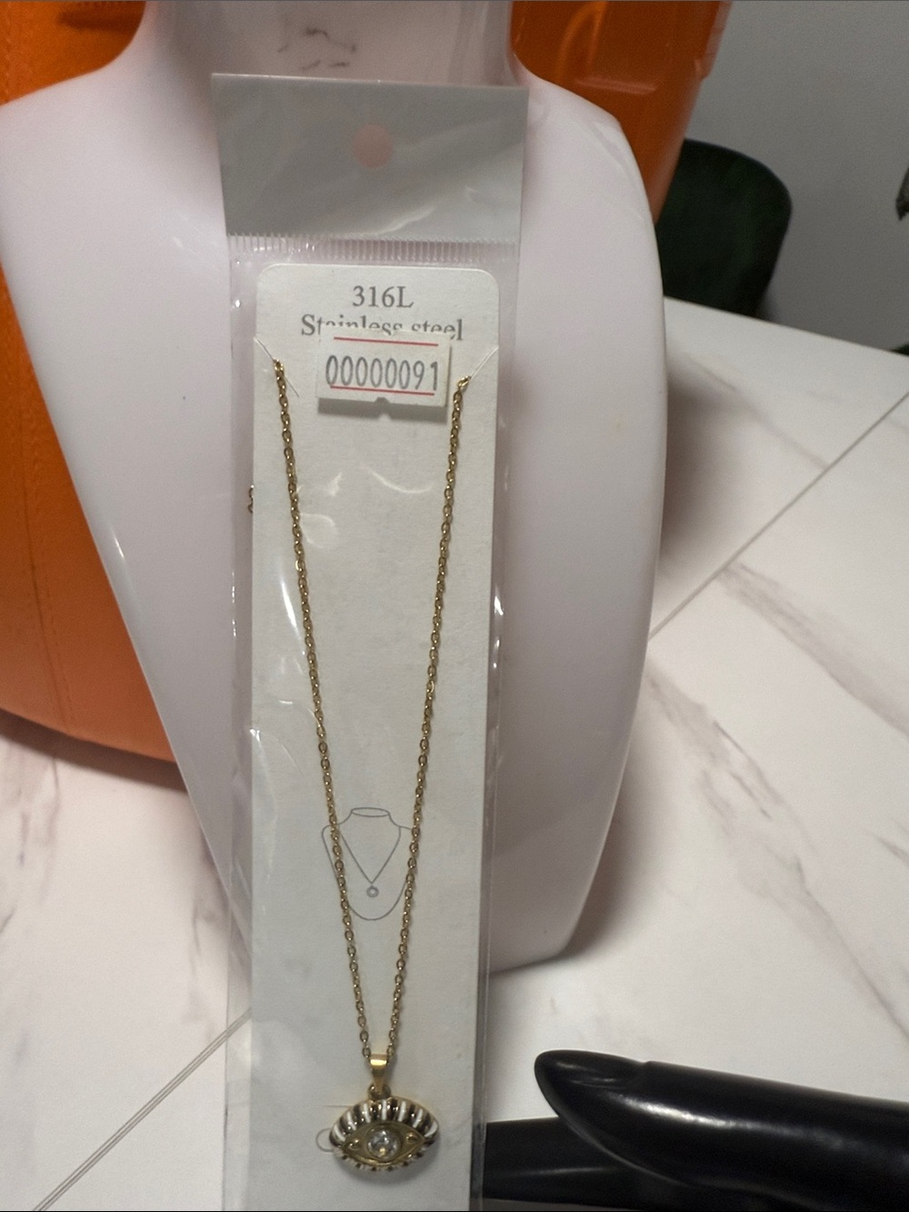 Gold-Tone Eye Pendant Necklace – Stainless Steel
